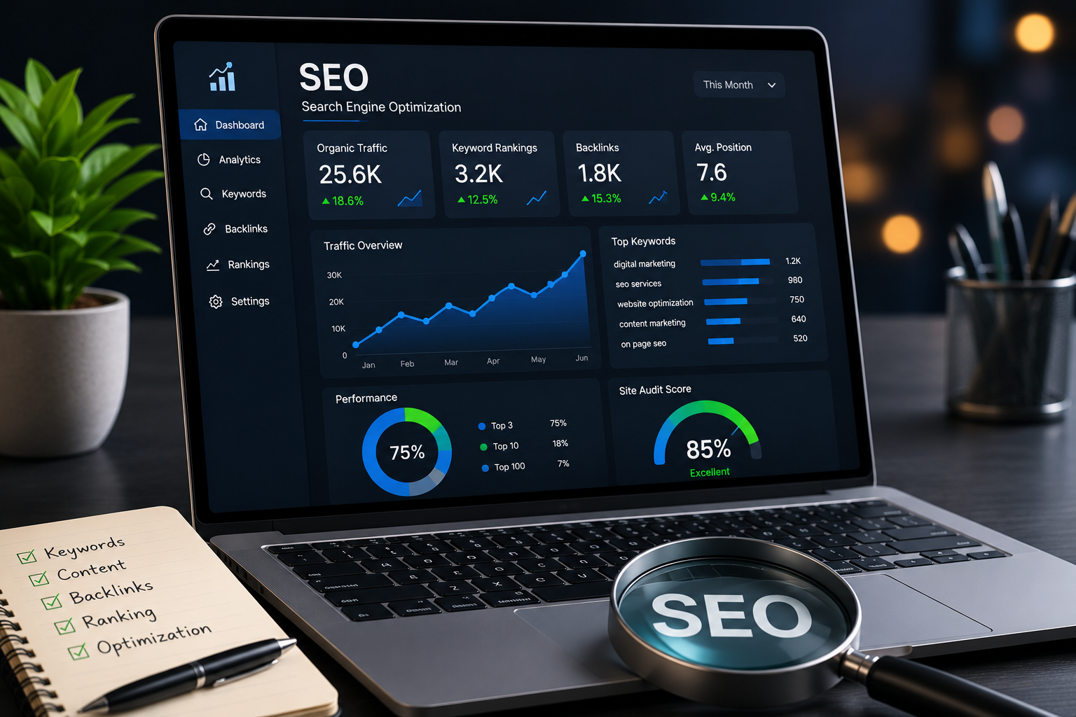 Home SEO Analytics and Digital Marketting Performance Dashboard